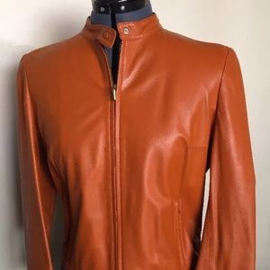 NOS Valentino Roma Leather Jacket ITALY Orange
